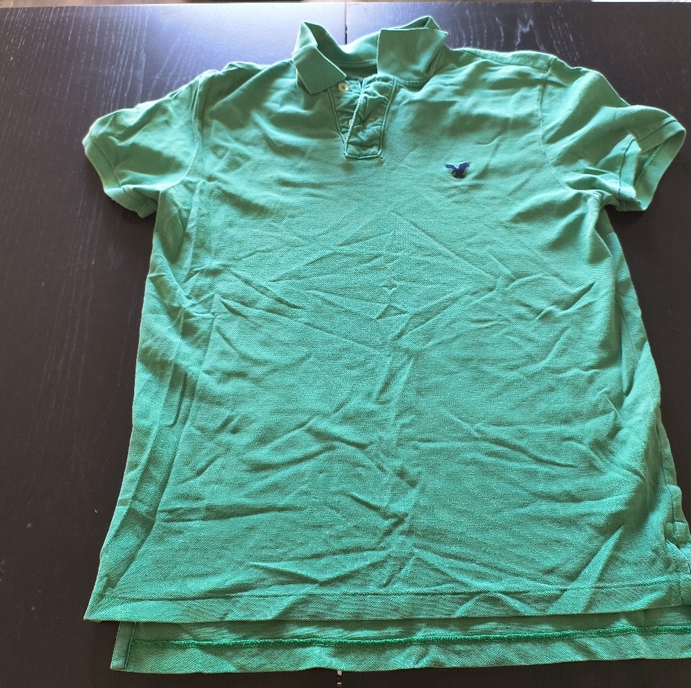 American Eagle Polo Green Athletic Fit Medium Short-sleeve